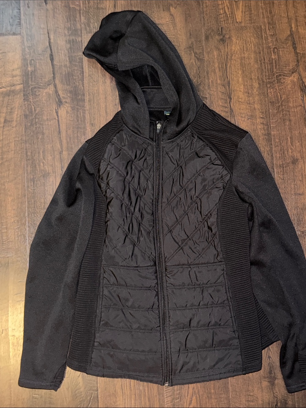 tek gear Black Quilted Hooded Zip-Up Sweatshirt